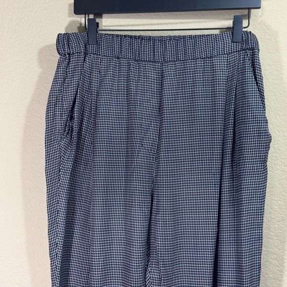 3.1 Phillip Lim Women's Navy Grid Printed Taper Leg Pull On Pants Size 10 Pocket - Picture 4 of 10